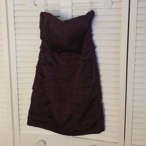 Strapless purple mini dress